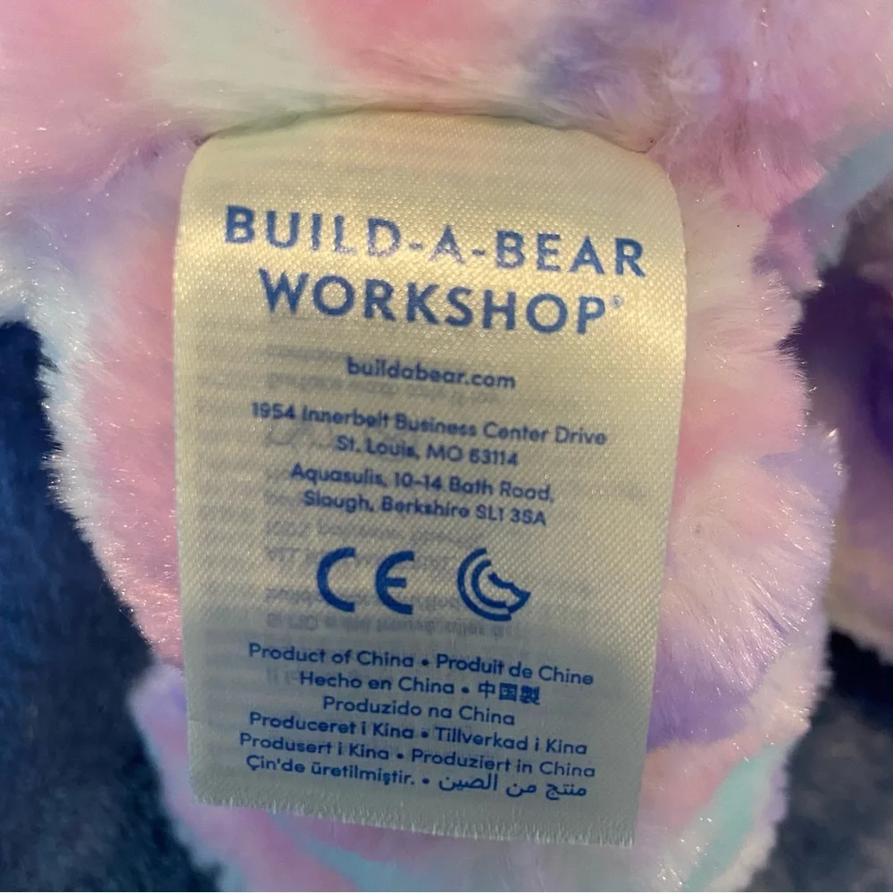 Build A Bear Pastel Swirl Plush Kitty Cat Tie-Dye Purple Pink Blue Toy Plush 16”